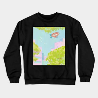 Hot air balloons flying over the town Crewneck Sweatshirt